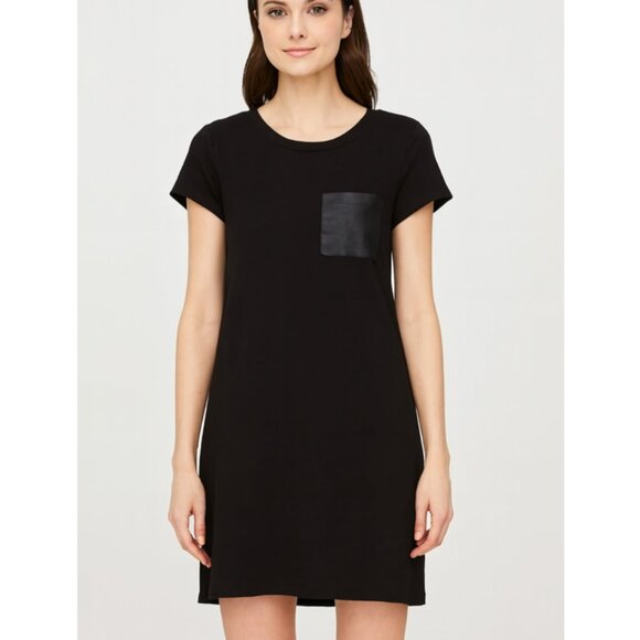 NWT Gap Faux Leather Pocket Tee Shirt Dress Size XS - Picture 1 of 4